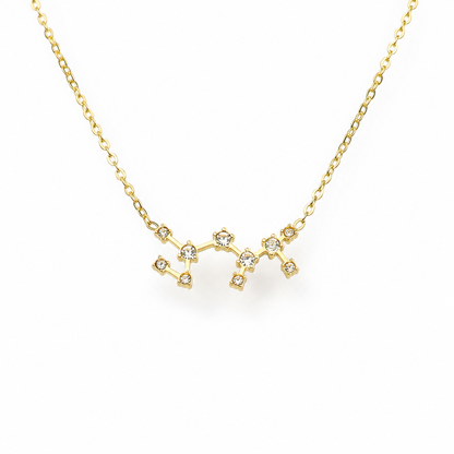 Ketting van goldplated stainless steel met zirkonia steentjes in de vorm van het sterrenbeeld boogschutter