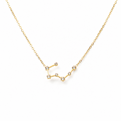Ketting van goldplated stainless steel met zirkonia steentjes in de vorm van het sterrenbeeld kreeft