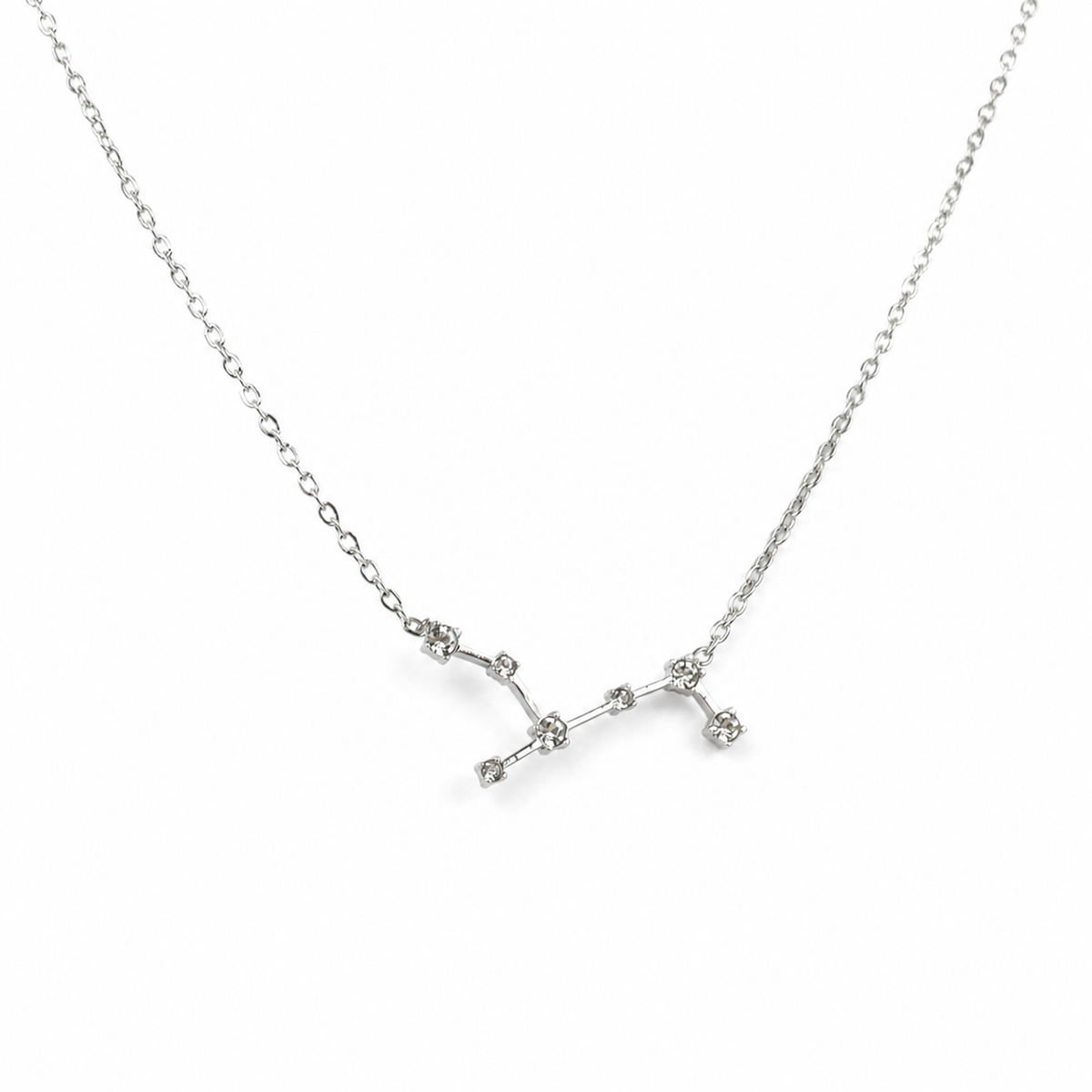 Ketting van stainless steel met zirkonia steentjes in de vorm van het sterrenbeeld maagd