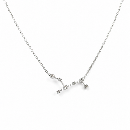 Ketting van stainless steel met zirkonia steentjes in de vorm van het sterrenbeeld maagd