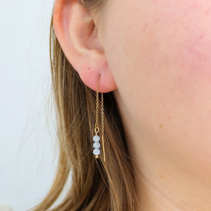 Threader earrings aquamarine gold