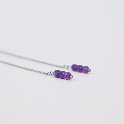 Threader earrings amethyst silver