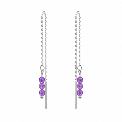 Threader earrings amethyst silver