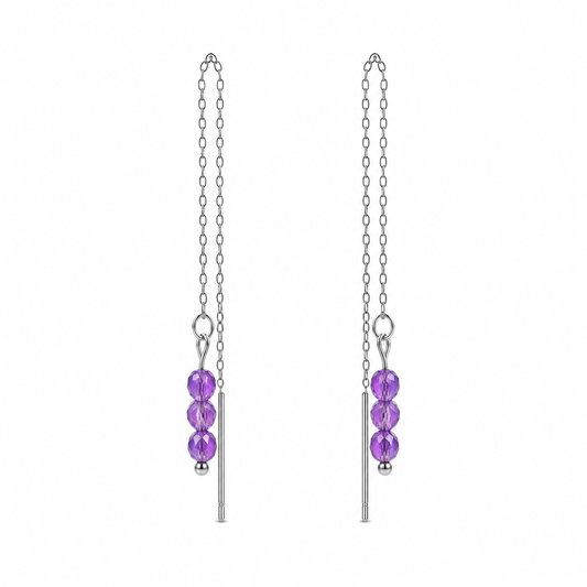 Threader earrings amethyst silver