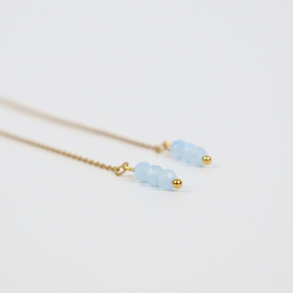 Threader earrings aquamarine gold