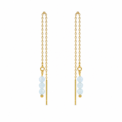 Threader earrings aquamarine gold