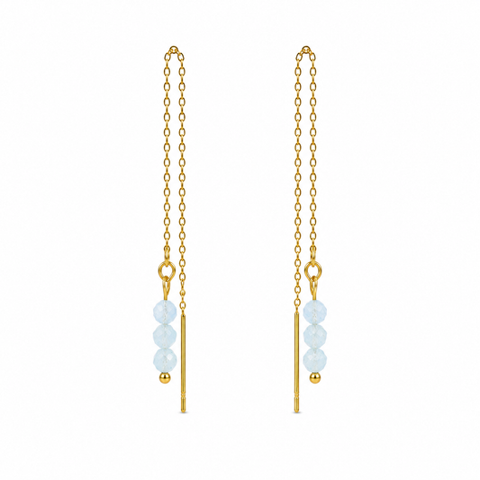 Threader earrings aquamarine gold