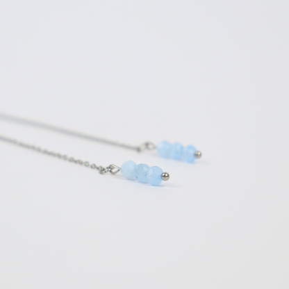 Threader earrings aquamarine silver