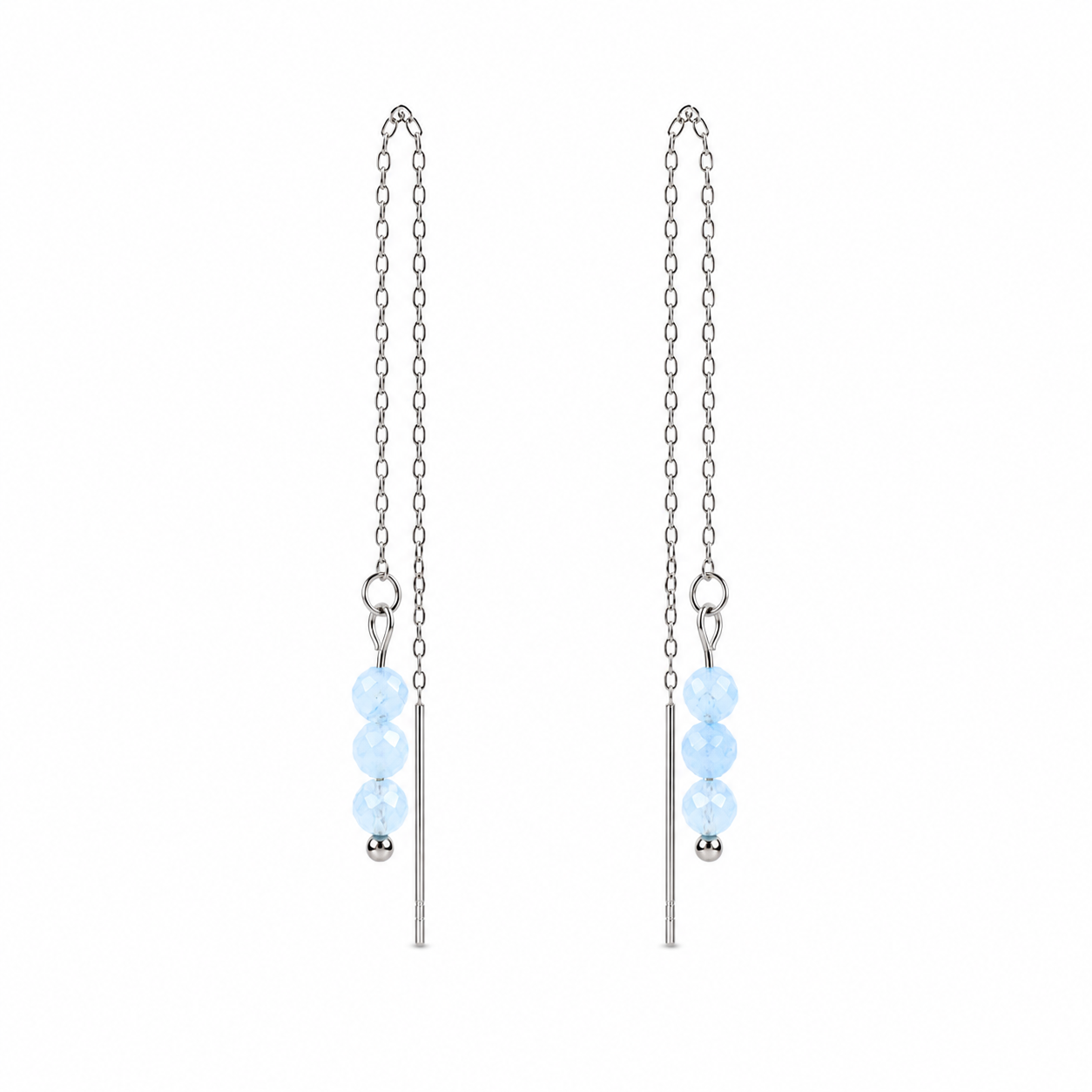 Threader earrings aquamarine silver
