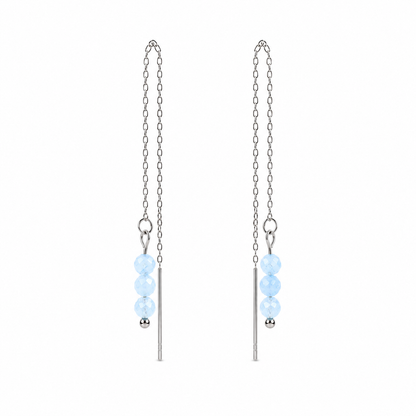 Threader earrings aquamarine silver