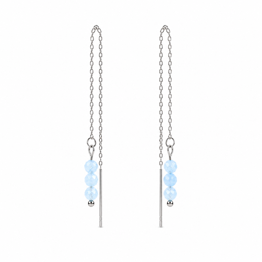 Threader earrings aquamarine silver