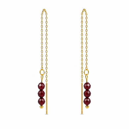 Threader earrings garnet gold