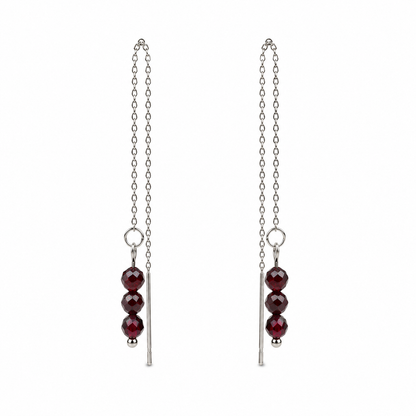Threader earrings garnet silver