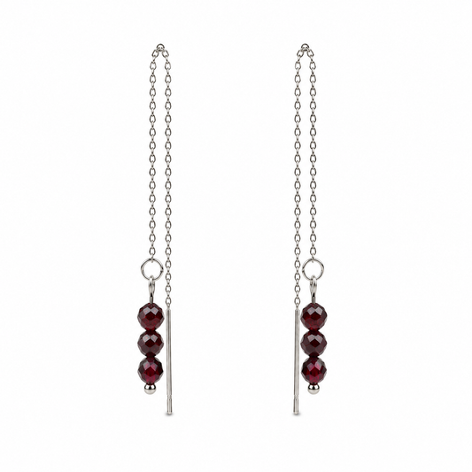 Threader earrings garnet silver