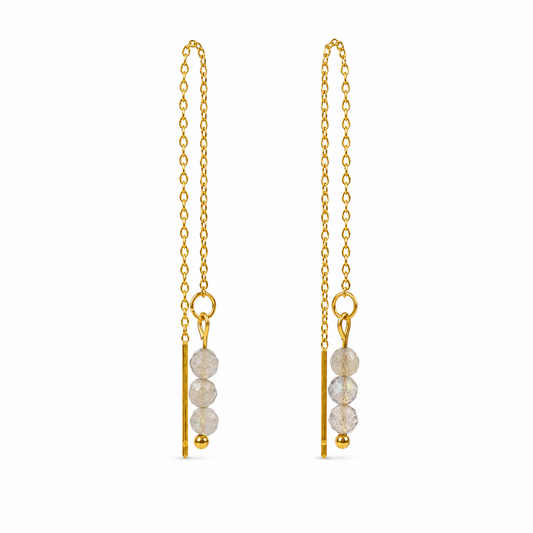 Threader earrings labradorite gold