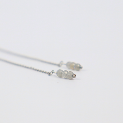 Threader oorbellen labradoriet zilver