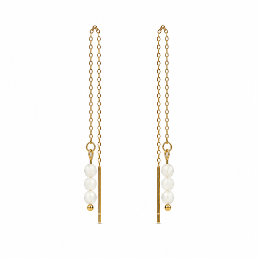 Threader earrings moonstone gold