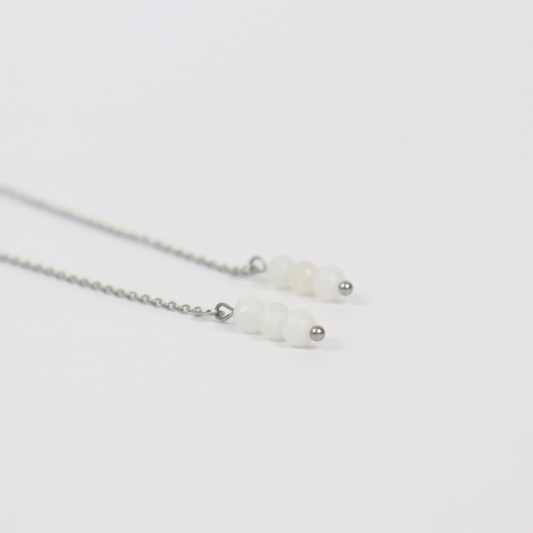 Ohrhänger mit Mondstein-Silber