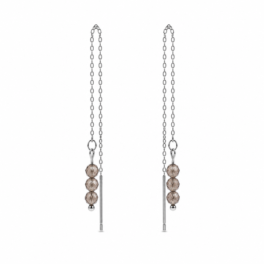 Threader earrings smoky quartz silver