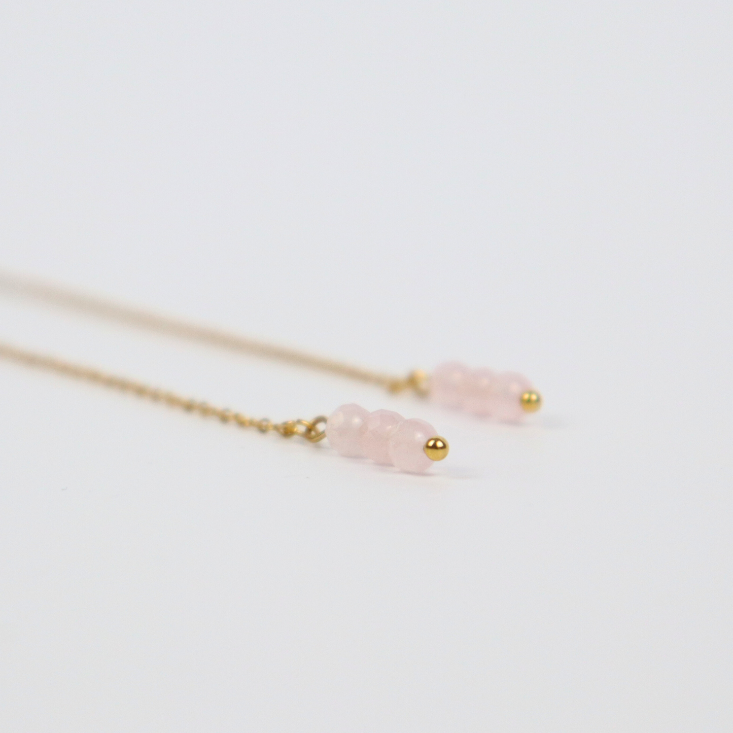 Ohrhänger mit Rosenquarz und Gold