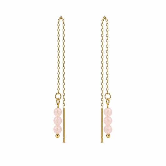Threader earrings rose quartz gold