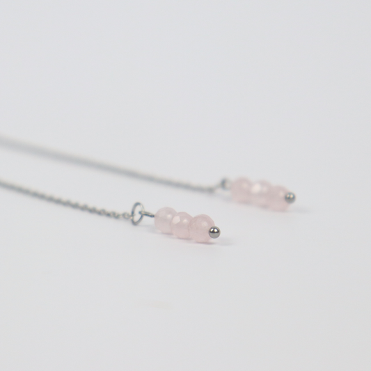 Ohrhänger mit Rosenquarz und Silber