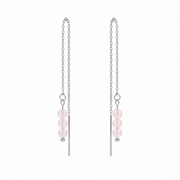 Threader earrings rose quartz silver