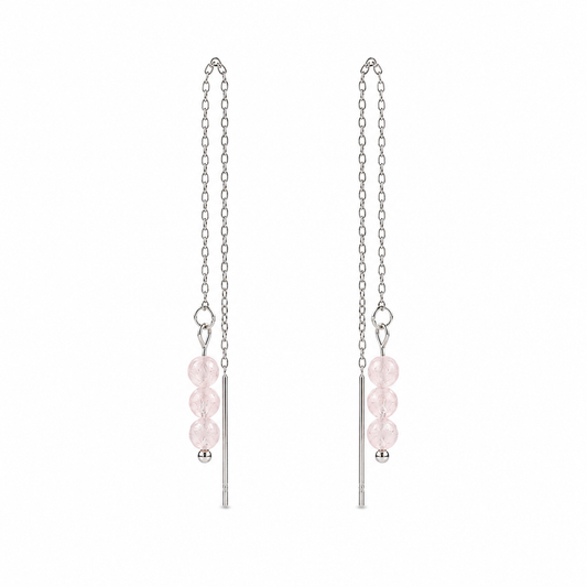 Threader earrings rose quartz silver