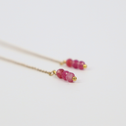Threader earrings tourmaline gold