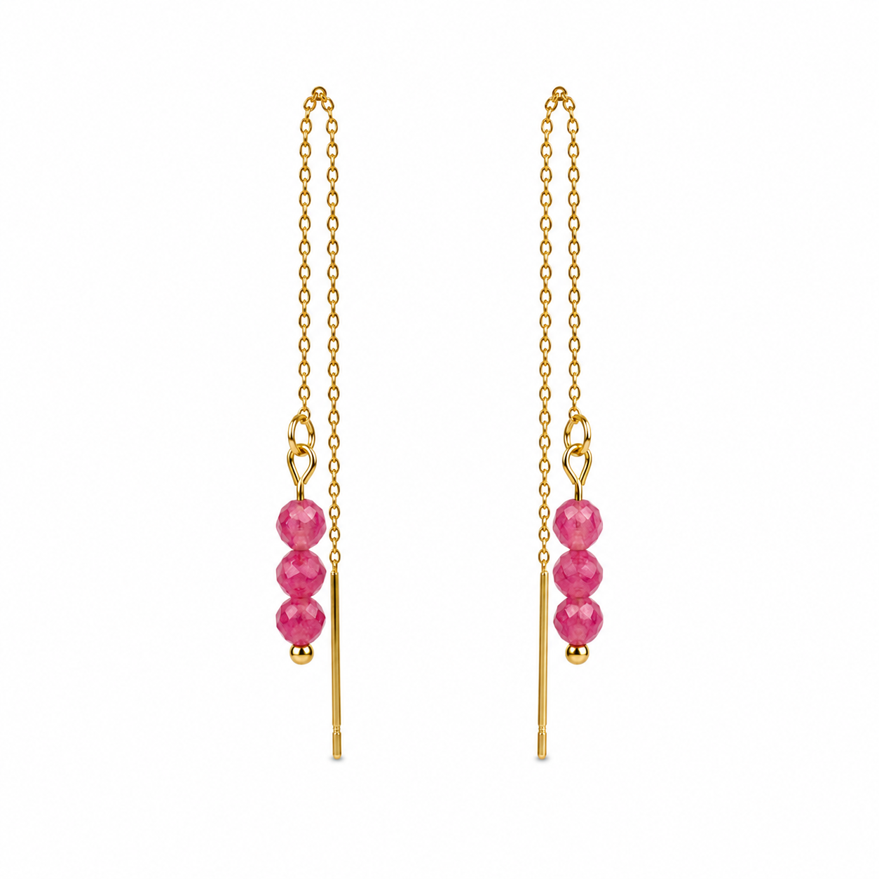 Threader earrings tourmaline gold