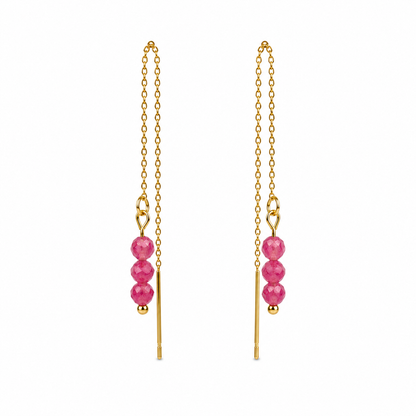 Threader earrings tourmaline gold