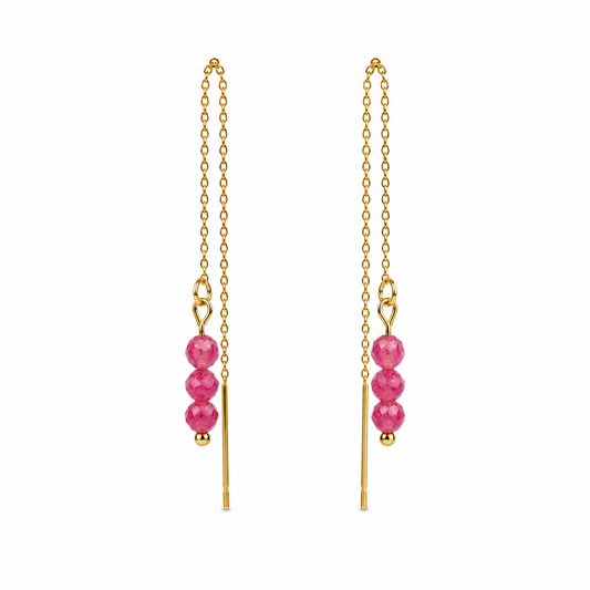 Threader earrings tourmaline gold