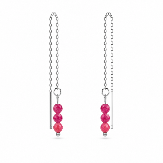 Threader earrings tourmaline silver